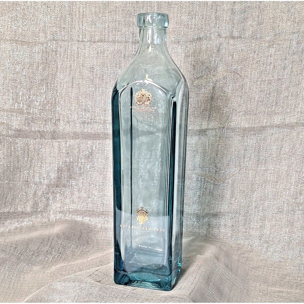 Johnnie Walker Blue Label Scotch Whisky Empty Bottle Glass Decor Display Gold
